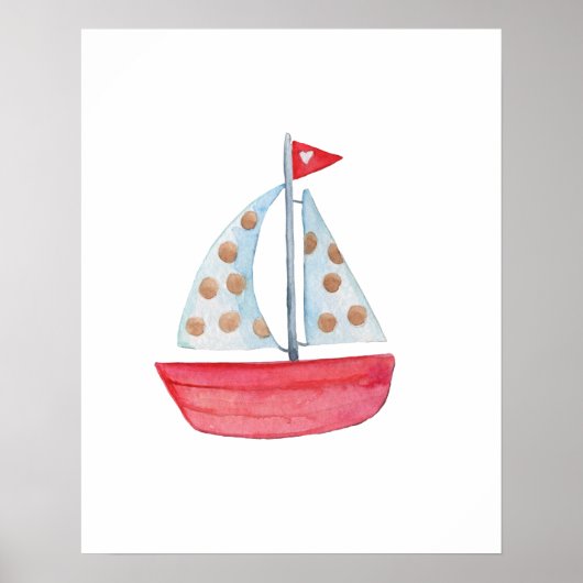 水彩航海の海帆船子供部屋デコール ポスター (正面)