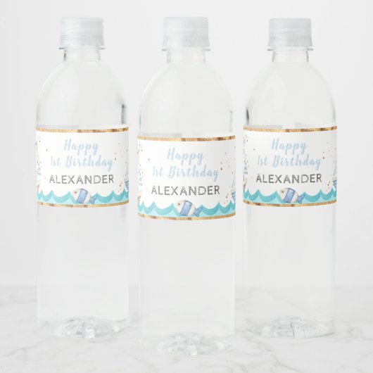 水彩航海の第1誕生日 ペットボトルラベル (ボトル)