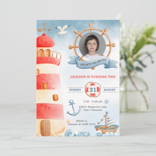 水彩航海の誕生日 招待状 (スタンド正面)