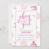 水彩航海ガールベビーシャワー 招待状 (正面)