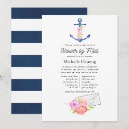 水彩航海テーマの郵送ウェディングシャワー 招待状