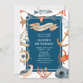 水彩航海子供の誕生日パーティー 招待状 (正面)