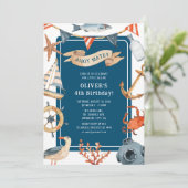 水彩航海子供の誕生日パーティー 招待状 (スタンド正面)