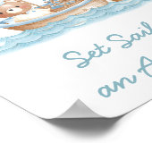 水彩船のクマのぬいぐるみ 海岸風ベビーシャワー壁アート ポスター (角)