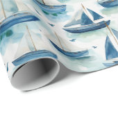 水彩船包み紙 ラッピングペーパー (ロールコーナー)