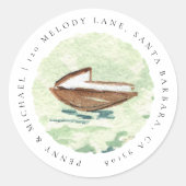 水彩船航海の差出人住所 ラウンドシール (正面)