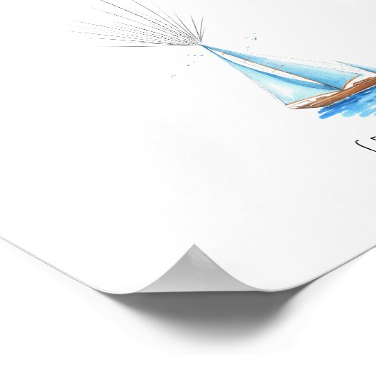 水彩船舶指紋認証ゲストブック ポスター (角)