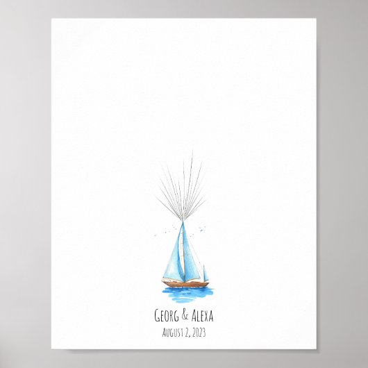 水彩船舶指紋認証ゲストブック ポスター (正面)