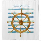 水彩船車アートビーチ休暇レンタル シャワーカーテン (正面)