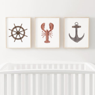 水彩船車ロブスターいかり 航海の