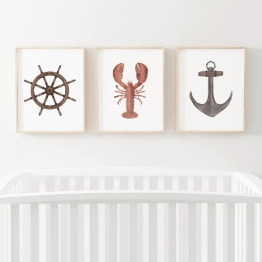 水彩船車ロブスターいかり 航海の