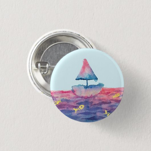 水彩船 缶バッジ (正面&裏面)