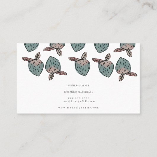 水彩色いちごドードルピンクブルー 名刺 (裏面)