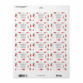 水彩色いちごピンク&レッド色彩の鮮やかベリー ラベル (フルシート)