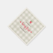 水彩色いちごベリーの最初の誕生日パーティー スタンダードカクテルナプキン (角)