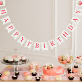 水彩色いちごベリーの最初の誕生日パーティー バンティングフラッグ