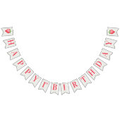 水彩色いちごベリーの最初の誕生日パーティー バンティングフラッグ (全)