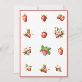 水彩色いちごベリーの最初の誕生日パーティー 招待状 (裏面)