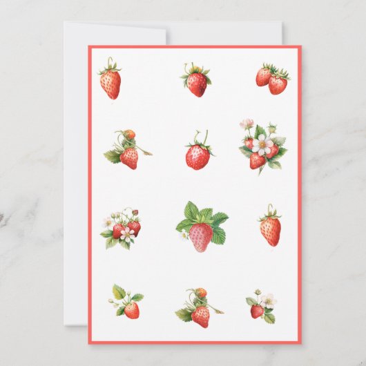 水彩色いちごベリーの最初の誕生日パーティー 招待状 (裏面)