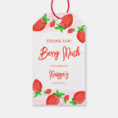 水彩色いちご女子ベビーシャワー感謝していユーズ ギフトタグ (裏面)
