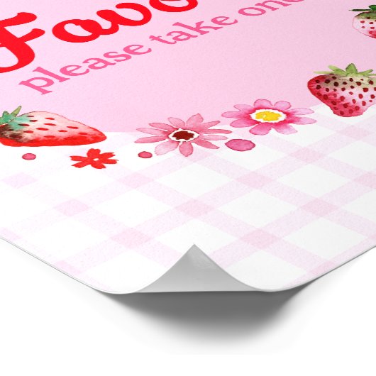 水彩色いちご誕生日パーティーのお気に入り ポスター (角)