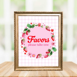 水彩色いちご誕生日パーティーのお気に入り ポスター