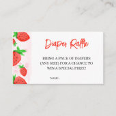 水彩色いちご赤ちゃんシャワーおむつラッフル エンクロージャーカード (正面)