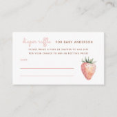 水彩色いちご赤ちゃんシャワーおむつラッフル エンクロージャーカード (正面)