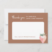 水彩色いちご赤ちゃんシャワー サンキューカード (正面)