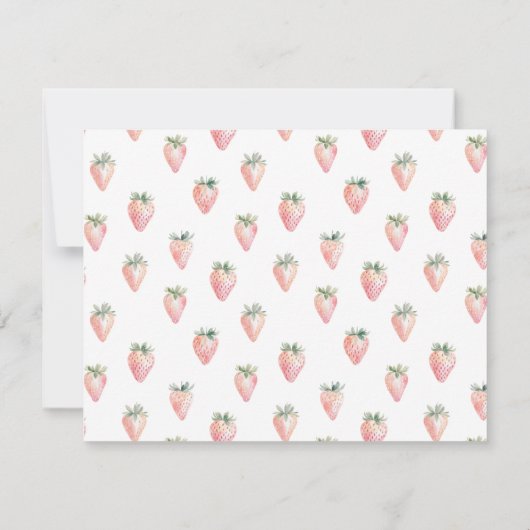 水彩色いちご赤ちゃんシャワー サンキューカード (裏面)