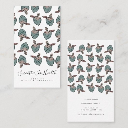 水彩色いちご鳩名刺 名刺 (正面/裏面)