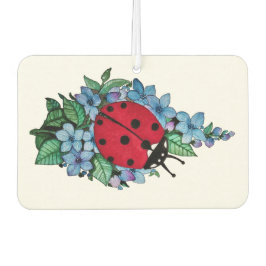 水彩色かわいいラディバードと青い野生の花 カーエアーフレッシュナー