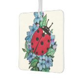 水彩色かわいいラディバードと青い野生の花 カーエアーフレッシュナー (左)