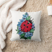 水彩色かわいいラディバードと青い野生の花 クッション (ブランケット)