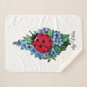 水彩色かわいいラディバードと青い野生の花 シェルパブランケット (正面(横))