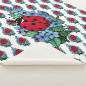 水彩色かわいいラディバードと青い野生の花 シェルパブランケット (3/4)