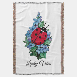 水彩色かわいいラディバードと青い野生の花 スローブランケット