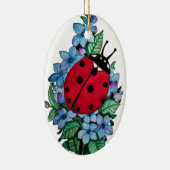 水彩色かわいいラディバードと青い野生の花 セラミックオーナメント (右)