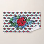 水彩色かわいいラディバードと青い野生の花 バスタオルセット (ハンドタオル)