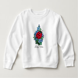 水彩色かわいいラディバードと青い野生の花 ベビーTシャツ