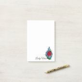 水彩色かわいいラディバードと青い野生の花 ポストイット (デスク上)