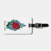 水彩色かわいいラディバードと青い野生の花 ラゲッジタグ (正面横)