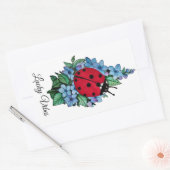 水彩色かわいいラディバードと青い野生の花 長方形シール (封筒)