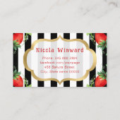 水彩色のイチゴのケーキとジャムベーカリー 名刺 (裏面)