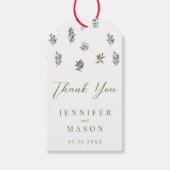 水彩色のオリーブ結婚の枝感謝していよ ギフトタグ (正面)