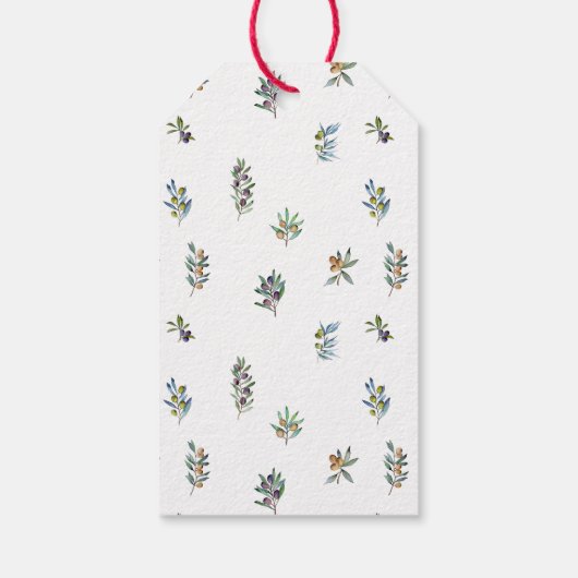 水彩色のオリーブ結婚の枝感謝していよ ギフトタグ (裏面)