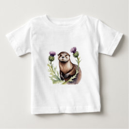 水彩色のカワウソ ベビーTシャツ