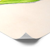 水彩色のグリーンアボカドが生き続けるフルーツ ポスター (角)