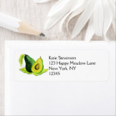 水彩色のグリーンアボカドが生き続けるフルーツ ラベル (インサイチュ)