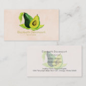 水彩色のグリーンアボカドが生き続けるフルーツ 名刺 (正面/裏面)